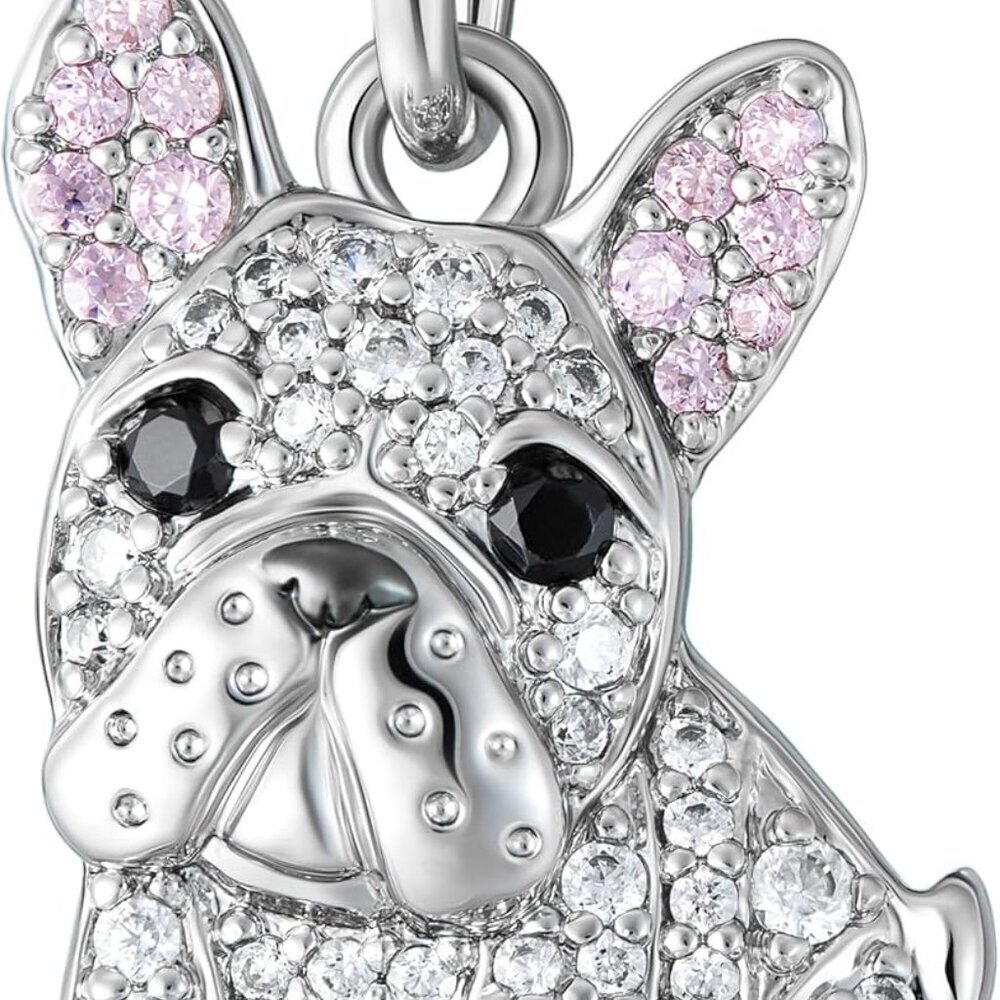 Sterling Silver Dog Breed Charm Cubic Zirconia Jewelry for Necklace and Bracelet